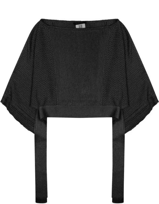 Ribbed Textured Knitted Poncho