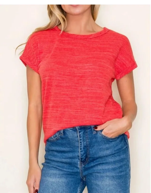 Textured Knit Short Sleeve Top