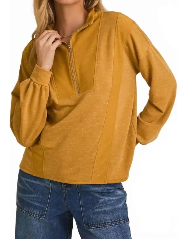 Half Zip Reverse Fabric Top