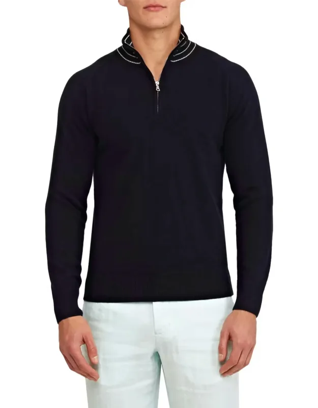 Lennard Stripe Cashmere Rib-knit Sweater