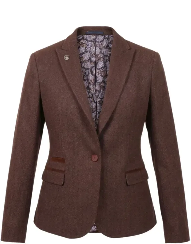 Tweed Blazer Herringbone Slim Fit Work Office Jacket