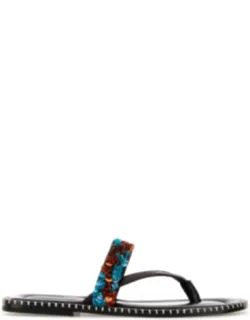 Chocolate Leather Thong Slippers