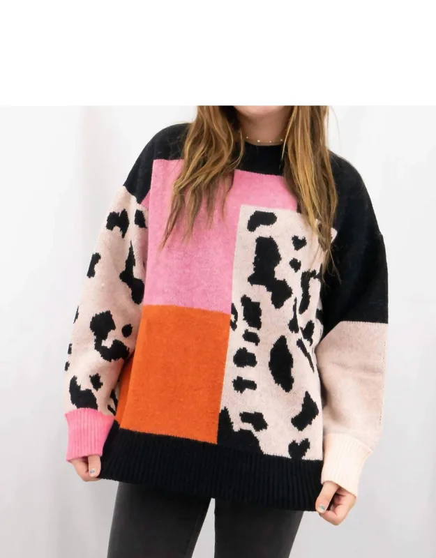 Leopard Color Block Sweater