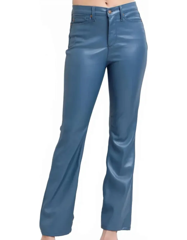 Faux Leather High Waisted Tummy Control Bootcut Pants