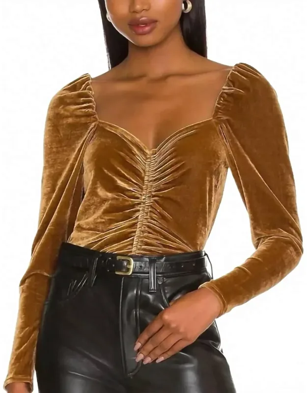 Ruched Front Velvet Top