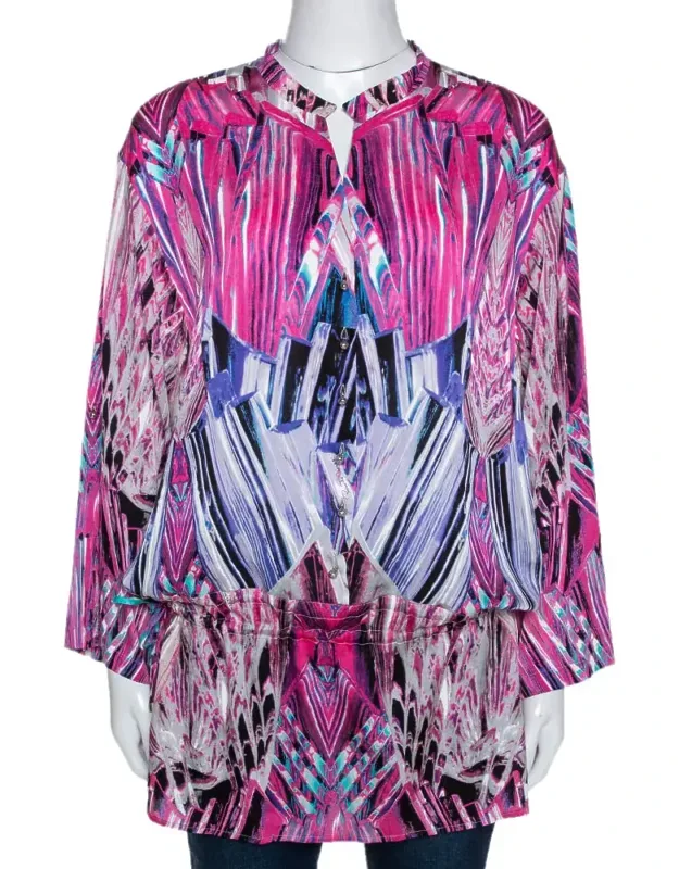 Printed Stretch Silk Tunic Top