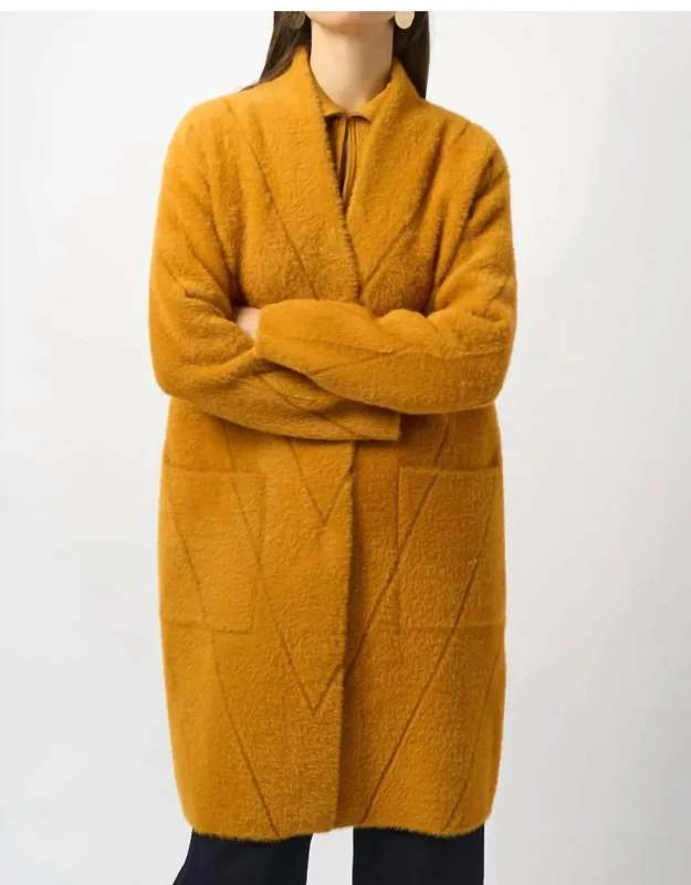 Feather Yarn Sweater Knit Coat