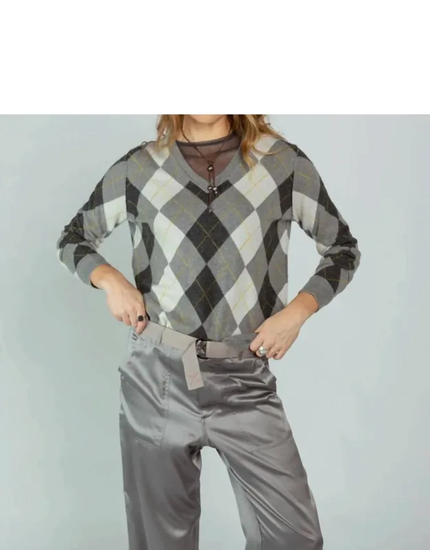 Argyle V-neck Sweater