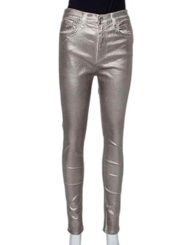 Metallic Denim Skinny Fit Jeans