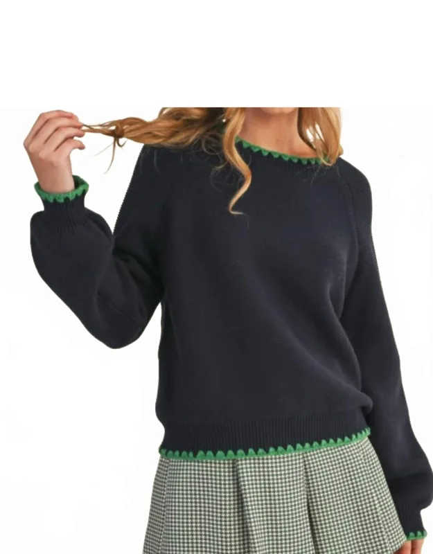 Contrast Puff Sleeve Sweater