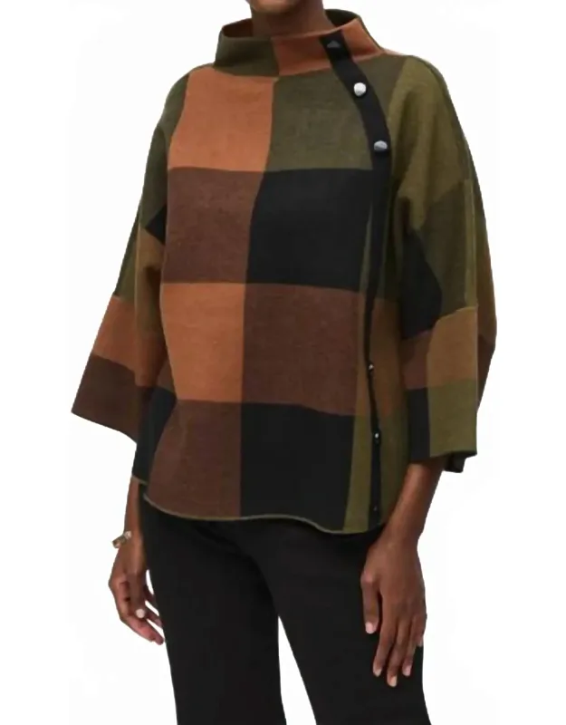 Plaid Jacquard Sweater Knit Top