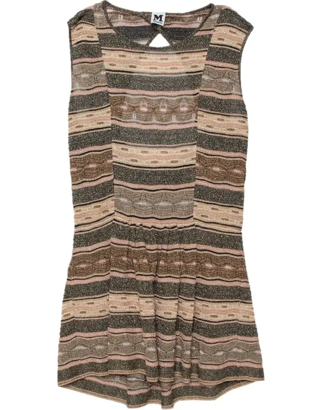 Multicolor Lurex Knit Open Back Detail Mini Dress