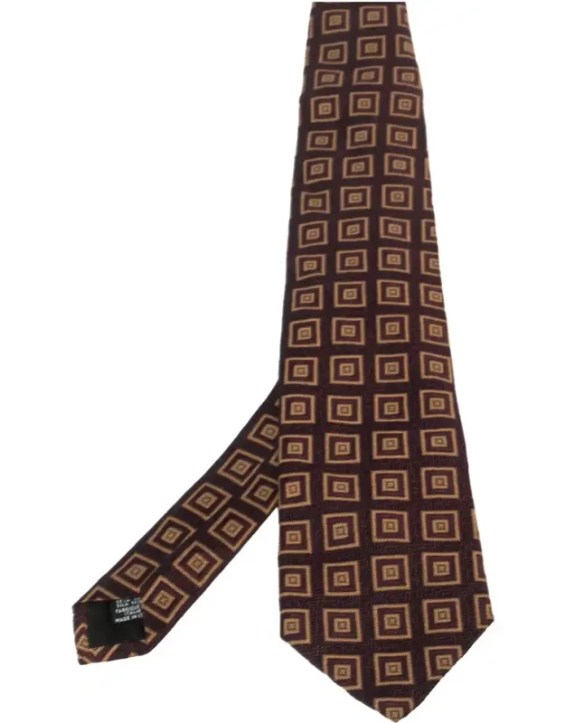 Square Patterned Silk Jacquard Traditional Tie
