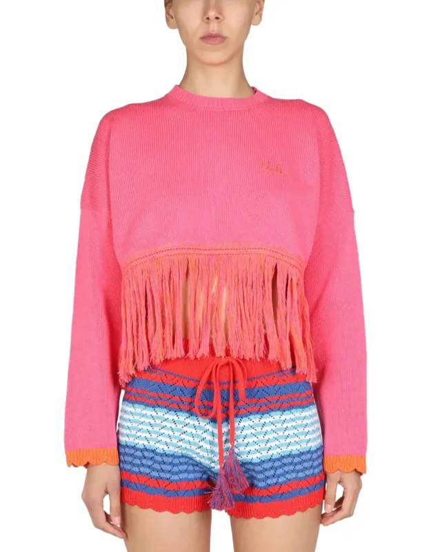 Cropped Crew Neck Sweater