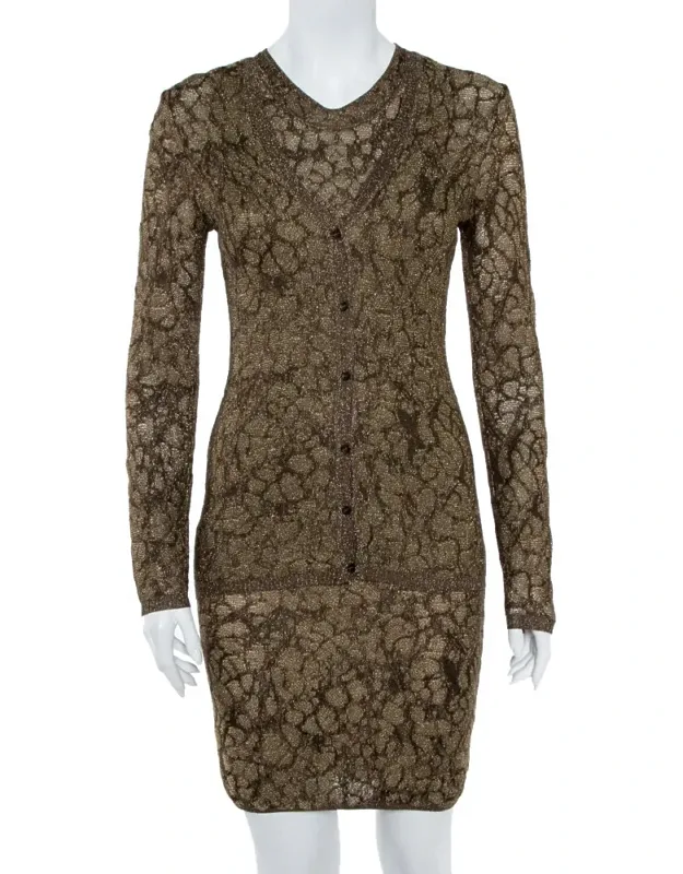 Lurex Knit Cardigan And Midi Dress Set