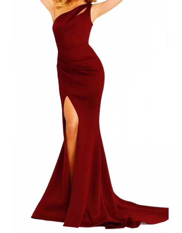 Scuba One Shoulder Ruched Waist Dress