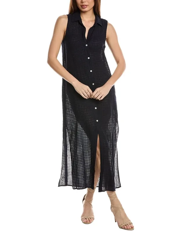 Side Slit Duster Linen-blend Dress