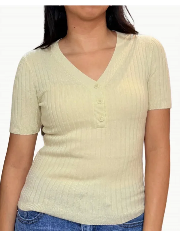 Kennedy V-neck Henley Short Sleeve Top