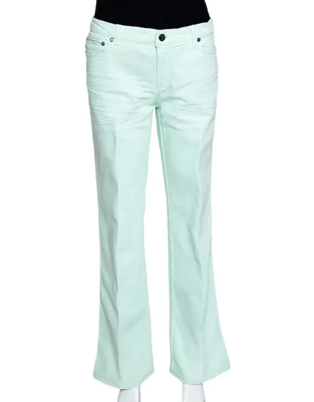 Light Green Denim Straight Leg Jeans