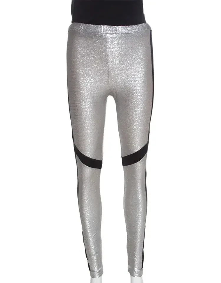 Metallic Patched Stretch Knit Leggings