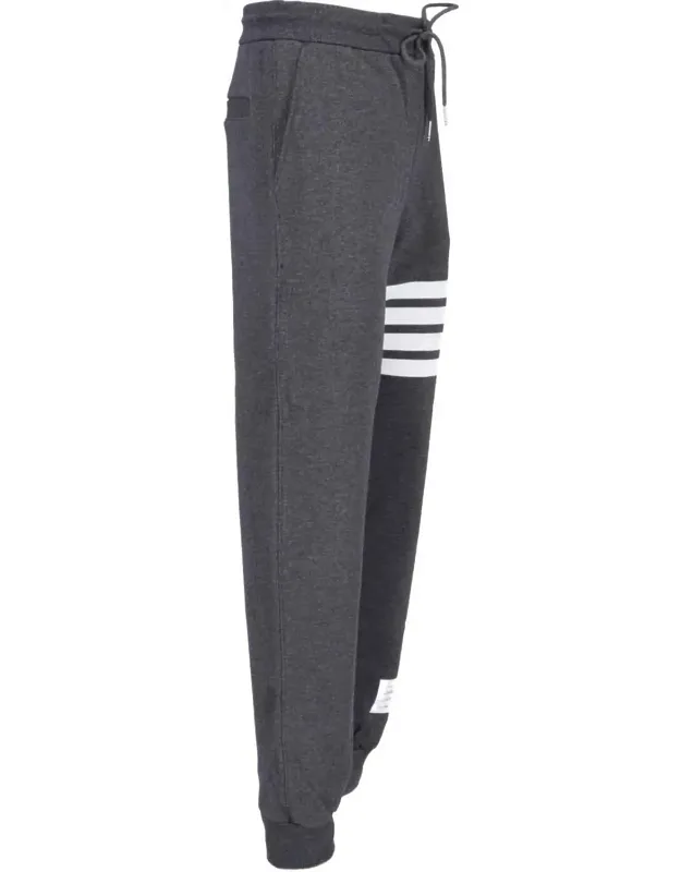 Cotton Sport Pants With Mid-rise Waist And Signature Stripes