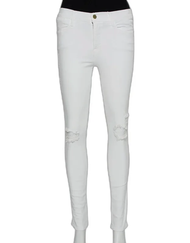 White Denim High Skinny Distressed Jeans
