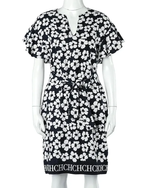 Floral Print Silk & Linen Belted Dress