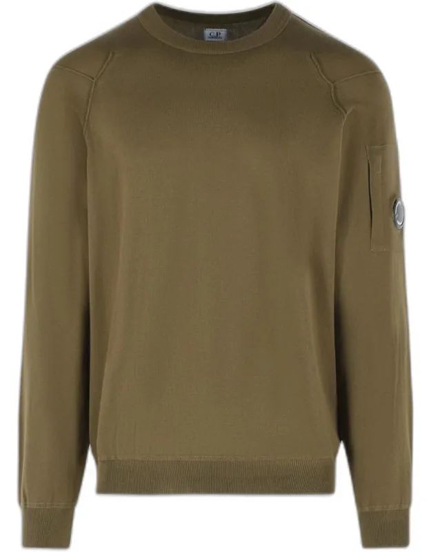 C.p. Company Sweater With Ribbed Crew Neck And Zip Sleeve Pocket