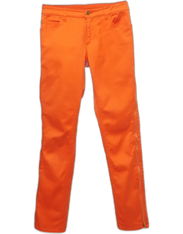 Orange Denim Side Zip Up Detail Jeans