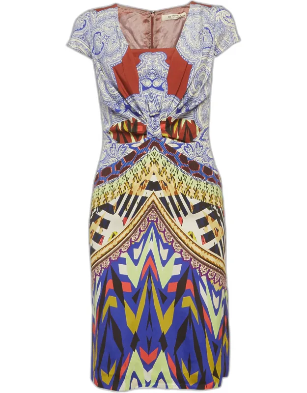 Multicolour Printed Silk Mini Dress