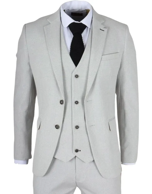 3 Piece Check Classic Plaid Tailored Fit Suit