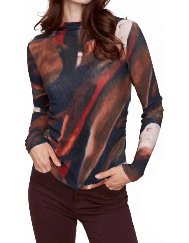 Ruched Mock Neck Top