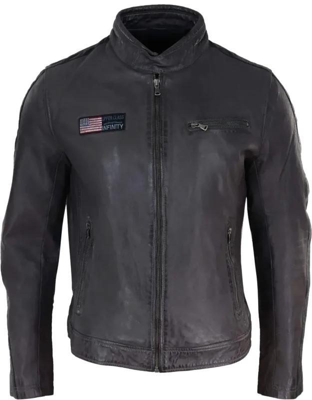 Biker Racing Jacket With Stripes
