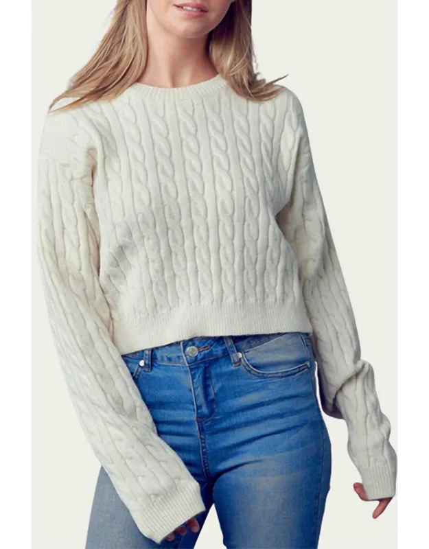 Cropped Cable-knit Crewneck Sweater