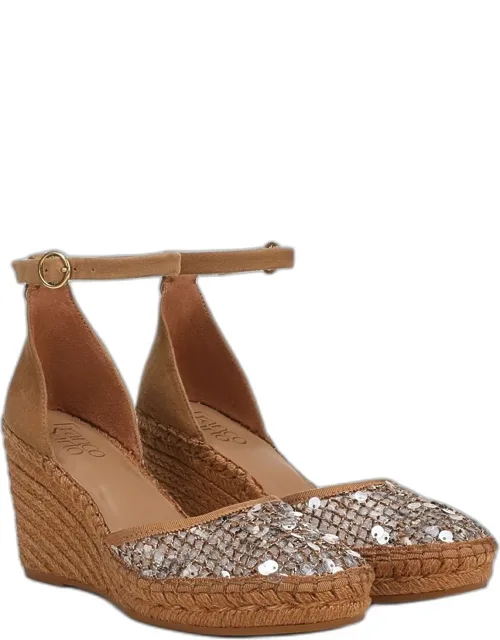 Idalia Espadrille Wedge Sandals 6.0 M Slip On Fit, Round Toe, Ankle Strap, 3.375 Inch Wedge Heel