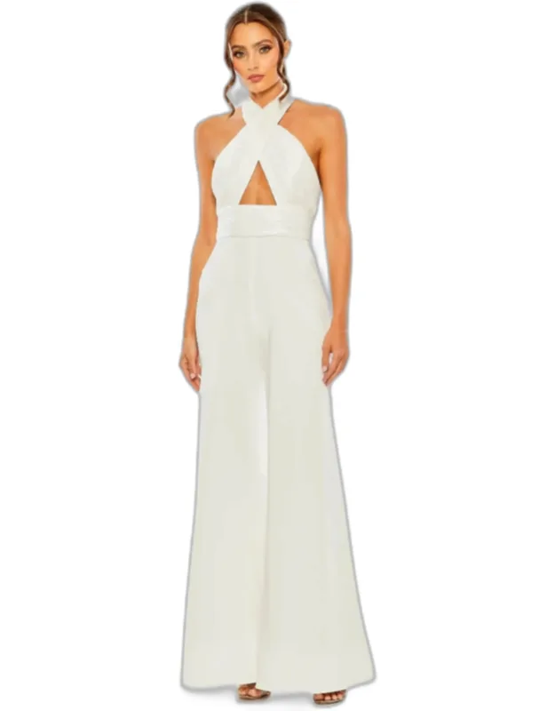 Sequined Cross Neck Halter Jumpsuit