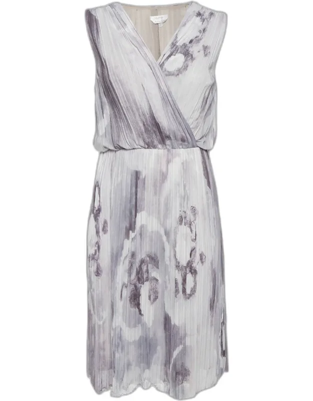 Printed Plisse Midi Dress