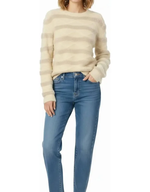 Cowl Neck Chevron Knit Sweater