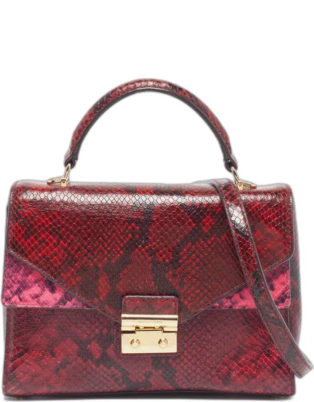 Sloan Flap Python Embossed Leather Top Handle Bag