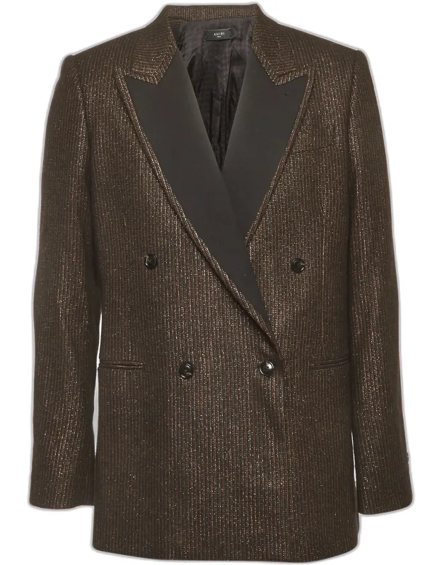 Metallic Striped Double Breasted Blazer