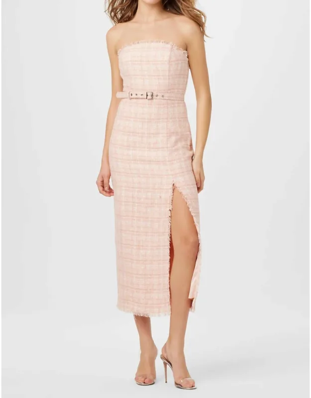 Strapless Tweed Midi Dress
