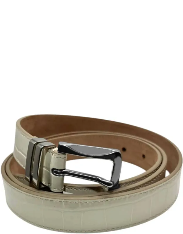 Curved Croc Leather Belt