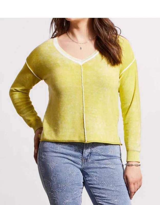 Special Wash Lightweight Cotton V-neck Sweater