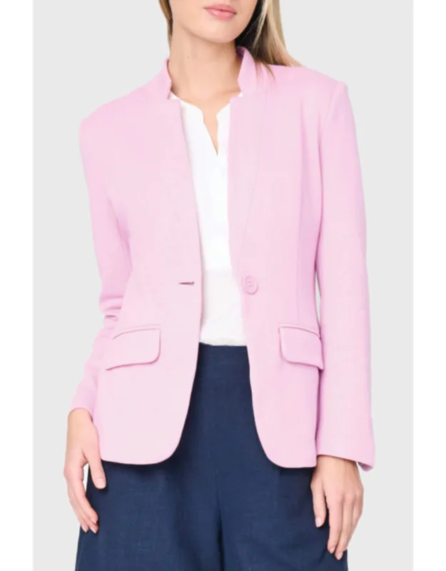 Notch Collar Blazer With Flattering Inverted Notch Collar And Soft Stretch Knit