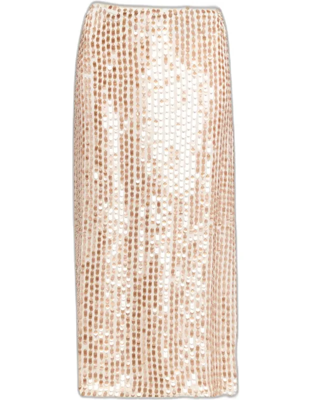 Sequined Silk Maxi Skirt