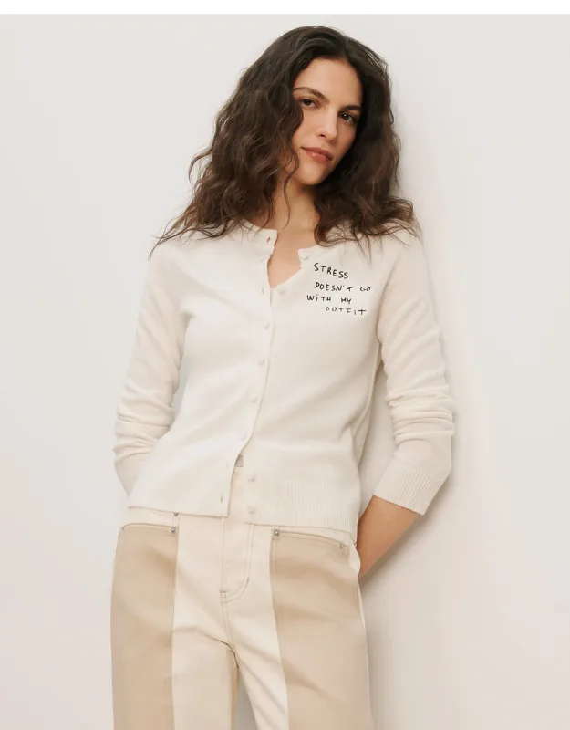Embroidered Cashmere Cardigan