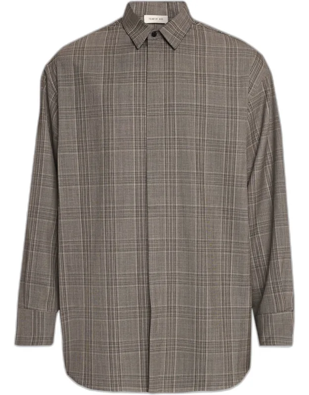 Relaxed Check Wool Collared Shirt