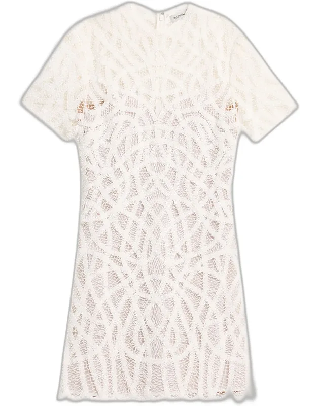 Scalloped Macrame Mini Dress