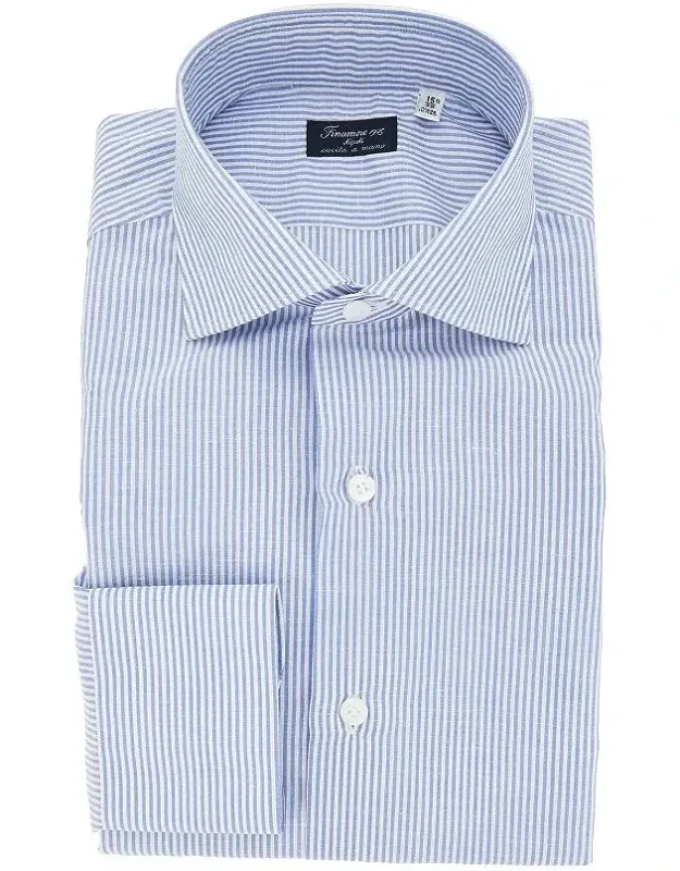 Cotton And Linen Shirt With Striped Motif