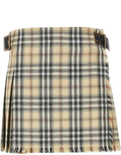 Check Wool Mini Skirt